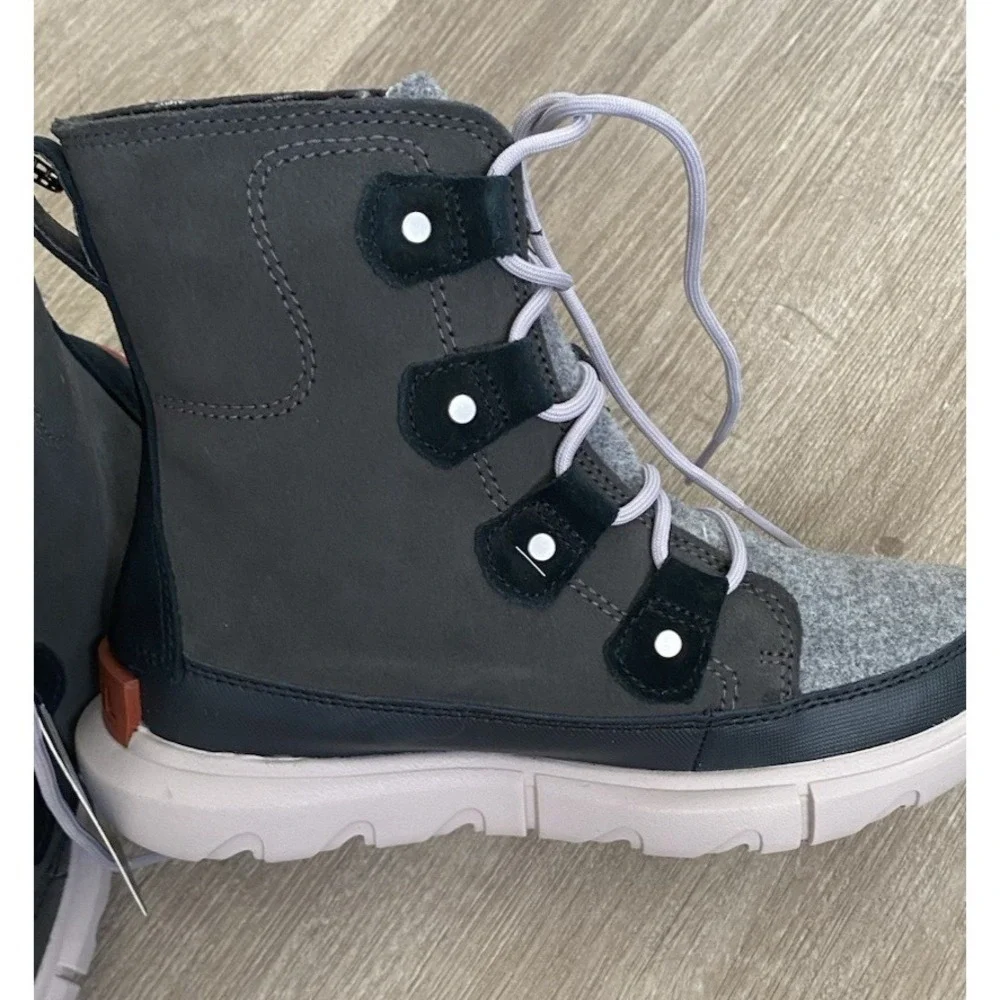 SOREL US 6 EU 37  Explorer II Joan Felt‎ Winter Boots Jet Vapor New Gray Shoes